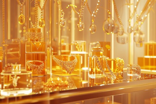 A store with a lot of gold and silver jewelry on display
