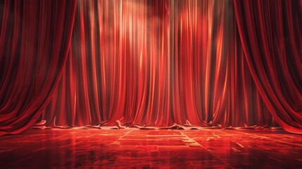 Luxurious red curtain, stage background illustration