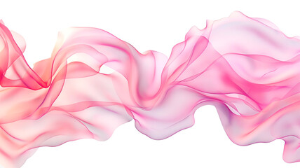 A flowing pastel pink and peach fabrik like wavy shape isolated on transparent background.