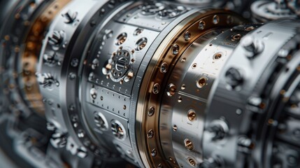 3D-printed components used in satellite and space technology. Photorealistic. HD.