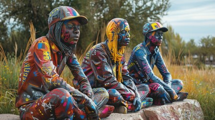 City park statues given a graffiti makeover during an art festival â€“ Statues styled....