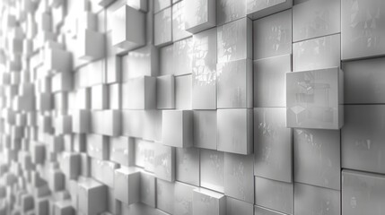 Cubes Wall in Black and White