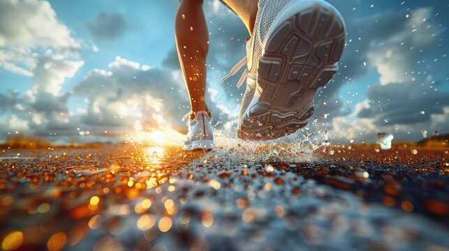 Close-up of hurdle and athlete's legs mid-jump, focus on obstacle and technique . Photorealistic. HD. - Powered by Adobe
