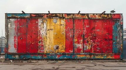 Construction site hoardings covered in graffiti art â€“ Temporary gallery. Photorealistic. HD.