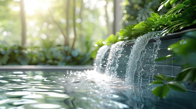 Corporate water stewardship program, office water-saving strategies. Photorealistic. HD.