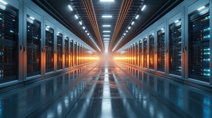 Obraz premium Data centers using drones for security patrols and equipment inspections. Photorealistic. HD.