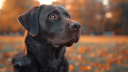 Dog trainer teaching sit and stay commands in a busy park, focused Labrador. Photorealistic. HD.