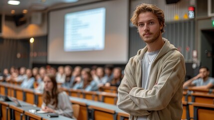 Obraz premium Eco-labeling impact on consumer behavior, marketing seminar, business school. Photorealistic. HD.