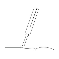 professional cricket bat continuous single one line drawing art vector design