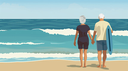 Senior couple having fun on the beach