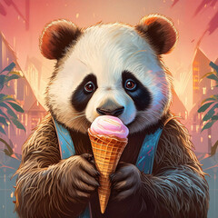 아이스크림 들고 있는 판다