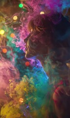 Whimsical play of light and color, adding vibrancy and energy to the portrait design , Banner Image For Website