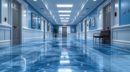 Implementing strict access controls to sensitive data in a healthcare facility. Photorealistic. HD.