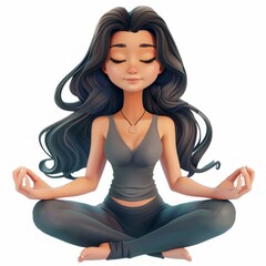 Peaceful Meditation Pose Illustration. Generative ai