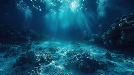 Fototapeta na wymiar Night snorkeling with underwater lights, exploring nocturnal sea life. Photorealistic. HD.