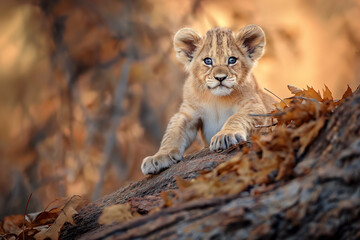 Obraz premium Cute baby lion cub 