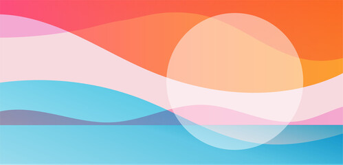 Abstract sunset seascape illustration