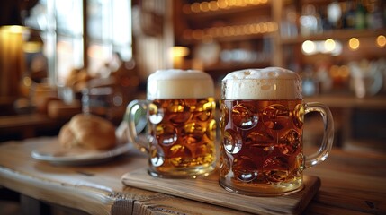 Sampling traditional dishes on a culinary journey through Prague, Czech brews, historic pubs. Photorealistic. HD.