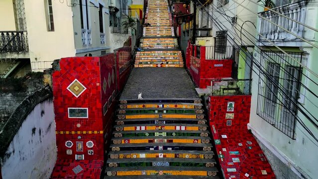 Colorful Stairs Leading to Santa Teresa Neighborhood on the Hills of Rio de Janeiro City