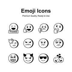 Cute facial expressions, set of emoticons icons, trendy design style