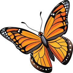 Monarch butterfly flying illustration. Monarch Butterfly on flowers