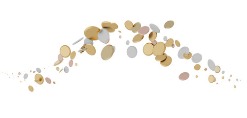 Cascading Celebration: Striking 3D Illustration Showcasing an Abundance of gold Confetti