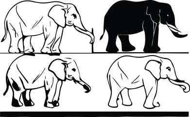 Elephant Silhouette, Design, Logo Svg - Animal Svg - Elephant Svg - Elephant Cut Files - Elephant Clipart - Elephant Design- Elephant Vector Svg, Eps, Png, Jpg, Dxf Files Digital Download