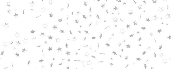 Silver stars confetti rain festive holiday background. background silver paper foil stars