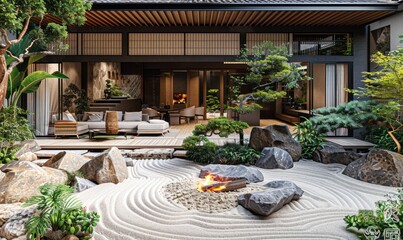 Japanese style an outdoor courtyard