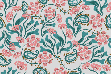 Ethnic wallpaper, seamless fabric pattern, abstract ikat, carpet, fabric, batik © B_1_3