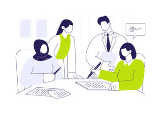 Signing contract abstract concept vector illustration.