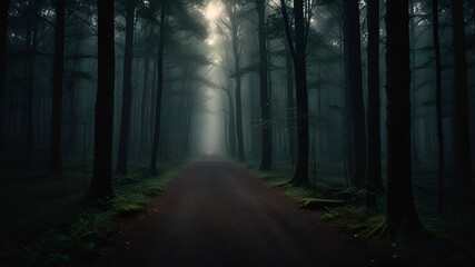 Fototapeta premium foggy forest in the morning