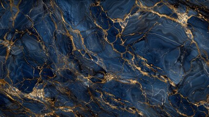   A tight shot of a blue-gold marbled surface, displaying a black-gold vein at its peak