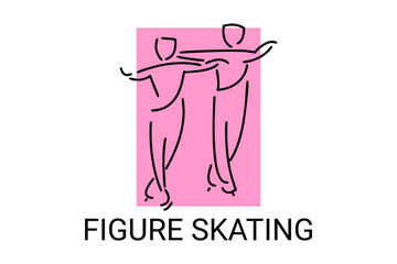 Figure skating vector line icon. dance, practice Figure skating. sport dance pictogram illustration.