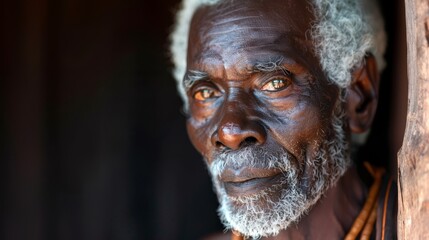portrait image of an older male with tired face and looking at the camera, image created with ia