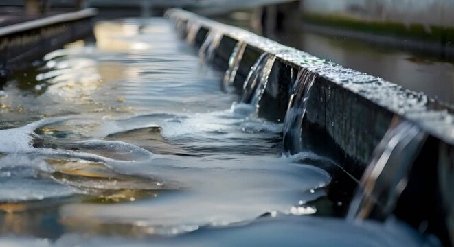 Treating Wastewater at an Industrial Facility Before Discharge. Concept Wastewater Treatment, Industrial Facility, Discharge Regulations, Water Quality Standards, Environmental Protection