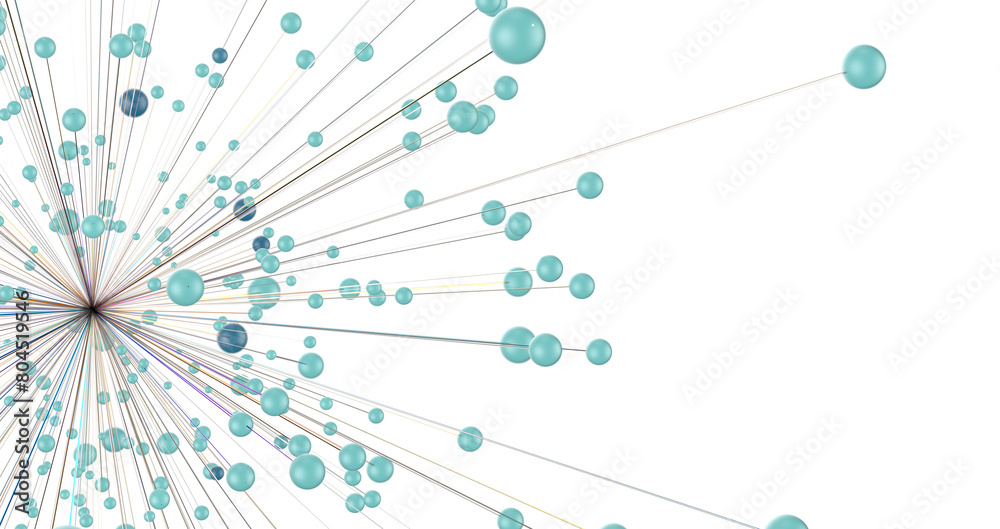 Aufkleber Motion of digital data flow. Communication and technology network concept with moving lines and dots