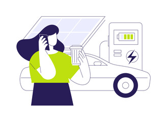 Battery electric car abstract concept vector illustration.