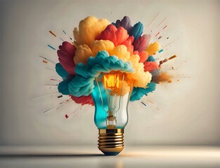 Colorful smoke Splashing Out Of Lightbulb 