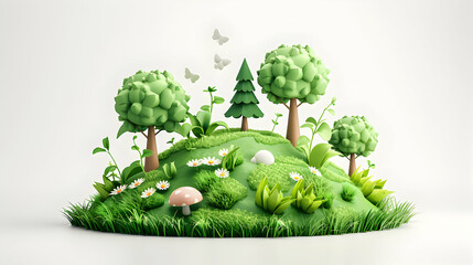 Eco Friendly Events 3D Icon: Organize Zero Waste Conferences and Sustainable Festivals in Cartoon Style