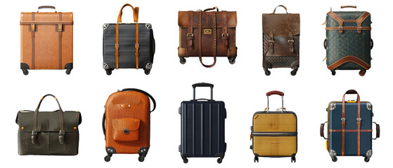 Collection of suitcases PNG transparent background