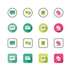 Collection of Icons set, flat colored with shadows. Thin line icons set. Flat vector illustration