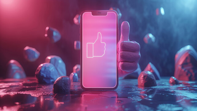 vector logo of a social media thumbs up,generative ai