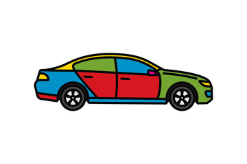Original vector illustration. A passenger car. A contour icon.