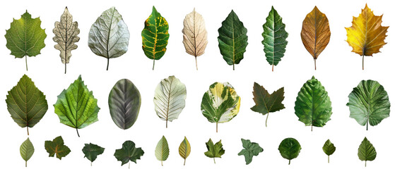 Set of leaves PNG transparent background