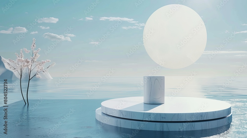 Poster backdrop for cosmetic product display with natural beauty podium. abstract 3d scene composition back