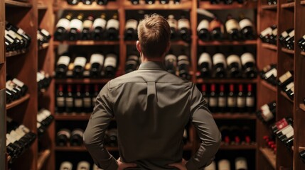 A Man Contemplating Wine Choices