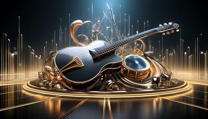 3d Music instrument visiting card