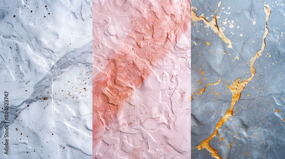 Poster for product display, natural tricolor background with marble and stone texture. minimal summer conce
