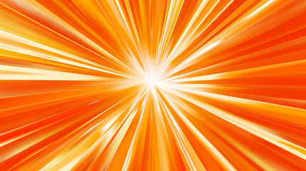 Vibrant orange background with rays of light radiating out from the center, creating an energetic and dynamic feel.